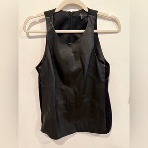 Club Monaco Black Leather Sleeveless Top